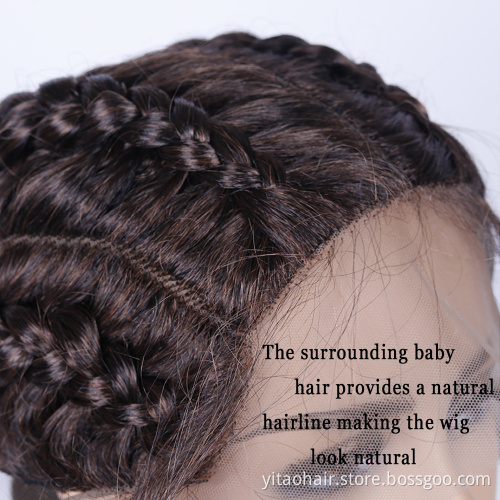 FZY Braid Hair Wig Synthetic Hair Brown Wigs 4 Long Box Braided 360 Lace Wigs  with baby hair For Black Women